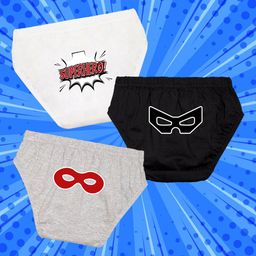 NUSYL Cotton Pack Of 3 Superhero Text Printed Briefs - White Black & Grey-image-4