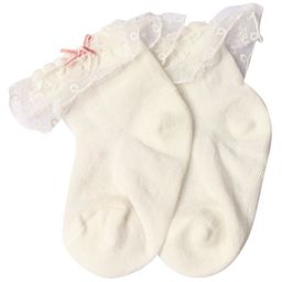 Kidofash Cotton Frill Detailed Abstract Embroidered Socks - White-picture-16