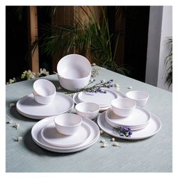 VONCASA Melamine 20 Piece Dinner Set - White-28