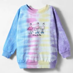 BUMZEE Looper Knit Full Sleeves Flamingo & Tie & Dye Printed Sweatshirt - Multicolor-image-62