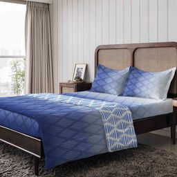 The Happy Pod Blue & White Geometric Pure Cotton Single Bedding Set-image-54