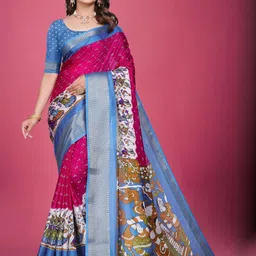VS MALL Pink Art Silk Sarees-image-42
