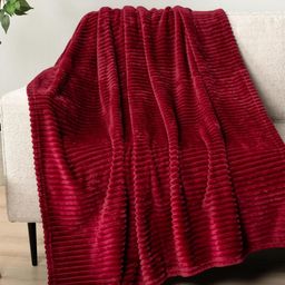 Nivasam Maroon Striped Fleece Summer 300 GSM Double Bed Blanket-image-88
