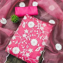 SAINOOR Embroidered Organza Unstitched Dress Material-image-70