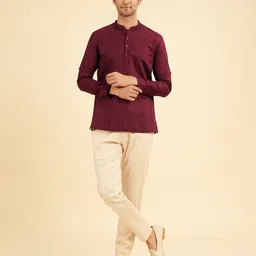 Manyavar Men Mandarin Collar Cotton Short Kurta-picture-55