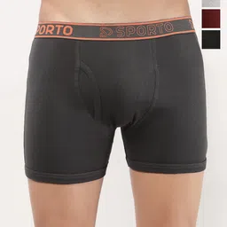 Sporto by Macho Men Pack Of 4 Combed Cotton Short Trunks Sprto_M1030-CH1-G1-M1-Olv1-L-picture-24
