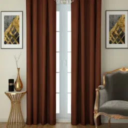 Swayam Blackout Brown Eyelet Window Curtains - Set of 2 (5 Ft)-8