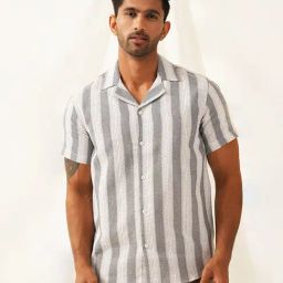 Indian Needle White Regular Fit Striped Shirt-picture-48