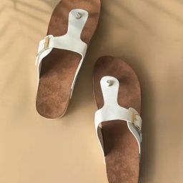 The White Pole Women's White T-Strap Wedges-image-94