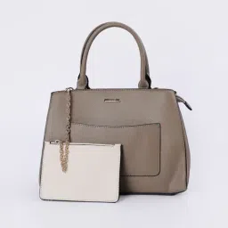 Code by Lifestyle Beige Textured Handbag with Pouch image 2