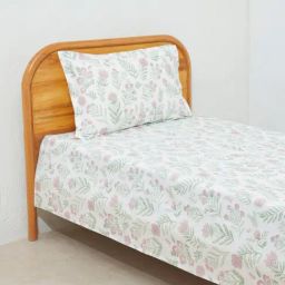 Westside Home Violet Floraled Single Bed Flat Sheet & Pillowcase Set-image-64