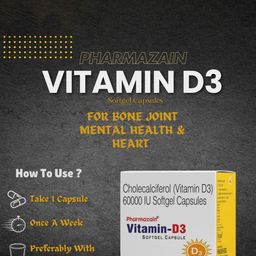 PHARMAZAIN LIFE SCIENCES Vitamin-D3 Softgel Capsules - 20 Capsules image 2