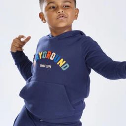 DOMYOS By Decathlon Kids Navy Blue Printed Hoodie-image-29