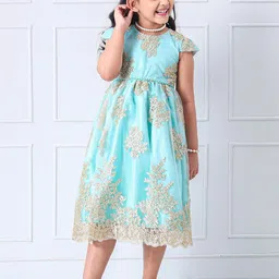 Mark and Mia Girls Floral Cape Sleeve Fit - Flare Midi Dress-image-12