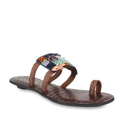 Catwalk Tan & Navy Toe Ring Sandals-image-21
