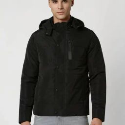 Van Heusen Black Slim Fit Quilted Hooded Jacket-picture-32