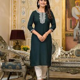 Juniper Green Embroidered Kurta-image-88