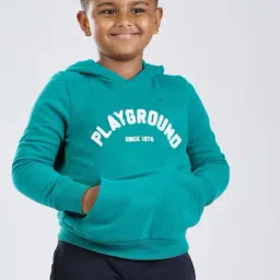 DOMYOS By Decathlon Kids Alpine Green Printed Hoodie-image-85