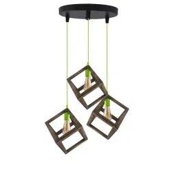 Homesake 3-Lights Round Cluster Brown Wooden Modern Nordic Cube Hanging Light  (Bulb not included)-image-52