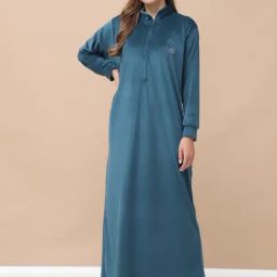 Secret Wish Teal Velvet Solid Nighty-picture-32