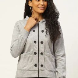 Belle Fille Grey Melange Textured Jacket-image-14
