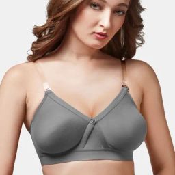 Trylo-Oh-so-pretty you! Grey Non Wired Non Padded Crossover Bra-image-25
