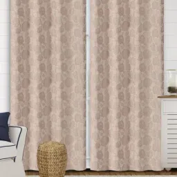 Saral Home Abstract Beige Cotton 7ft Door Curtains - Set of 2-34