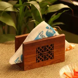 ExclusiveLane 'The Napkin Jaali' Hand Carved Napkin Holder In Sheesham Wood-image-49