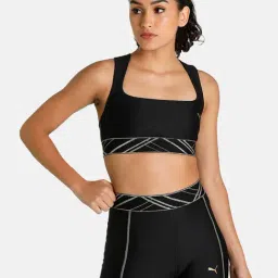 Puma Deco Glam Black Printed Sports Bra-image-6