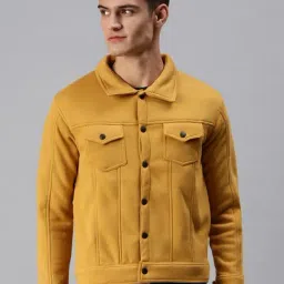 SHOWOFF Yellow Cotton Slim Fit Denim Jackets-picture-20