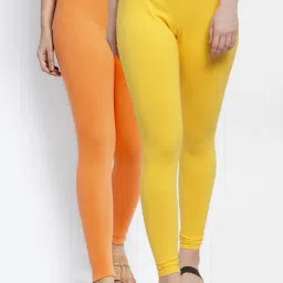 Gracit Yellow & Orange Mid Rise Leggings - Pack Of 2-picture-18