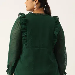 Antheaa Curve Plus Size Self Design Ruffles Chiffon Top image 4