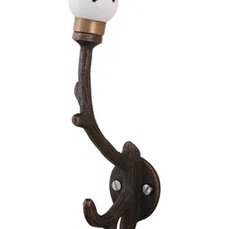IndianShelf Blue & Brown Ceramic Floral Tree Clothes Hanger for Wall Coat Hook-image-95