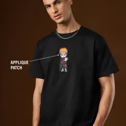 The Souled Store Black Regular Fit Embroidered T-Shirt-image-87