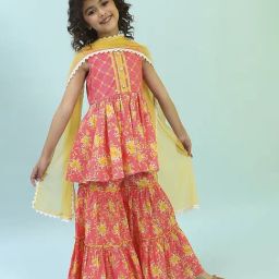 Biba Girls Pink Cotton Embroidered Suit Set-picture-35