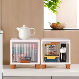 RUBOXA Transparent & White Textured 2 Units Drawer Organiser-48