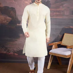House of Pataudi Geometric Embroidered Sequinned Mandarin Collar Straight Kurta-image-96