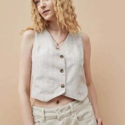 Ginger By Lifestyle Beige Regular Fit Striped Crop Top-image-83