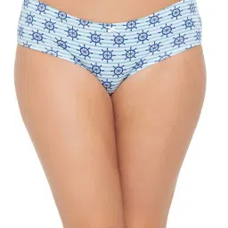 Clovia Blue & White Cotton Printed Hipster Panties - Pack Of 3 image 2