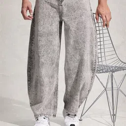 WROGN Men Pure Cotton Balloon Fit Heavy Fade Jeans-image-89