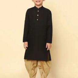 KISAH Black & Beige Solid Full Sleeves Kurta with Dhoti-image-47