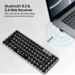 Portronics Bubble 2.0 Wireless Keyboard with Bluetooth plus 2.4 GHz Receiver (Grey) image 2