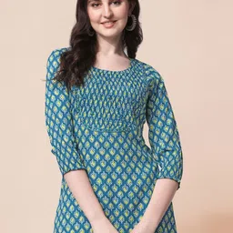 KALINI Ethnic Motifs Printed Round Neck Straight Kurta-31