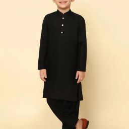 KISAH Black Solid Full Sleeves Kurta with Patiala-image-3
