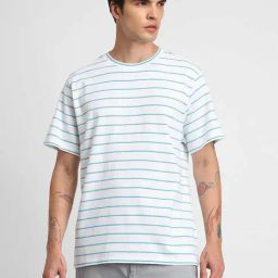 Forever 21 White Regular Fit Striped Cotton Crew T-Shirt-image-90