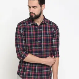 SHOWOFF Multi Cotton Slim Fit Checks Shirt-image-16