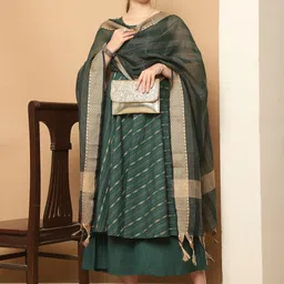 Jompers Women Regular Kantha Work Kurta with Palazzos & With Dupatta image 1