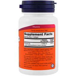Now Vitamin D3 (5000 IU),  240 softgels  Unflavoured  image 2