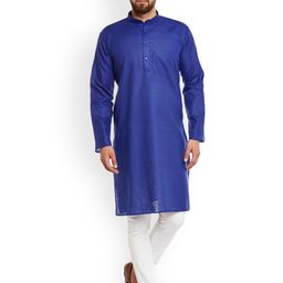 SOJANYA Men Blue Solid Straight Kurta-picture-42