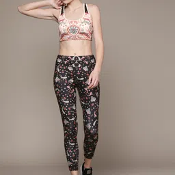 Label Ritu Kumar Women Black & Off White Printed Athleisure Track Suit-image-41